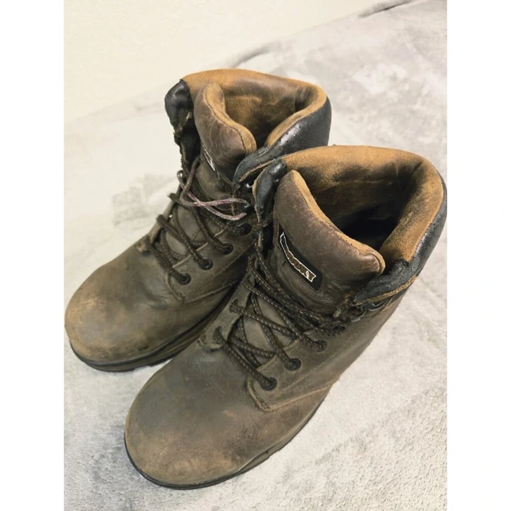 Rocky 6" Work Boots Mens 9.5 Brown Safety Toe Slip Resistant F2413-11 - Picture 9 of 16
